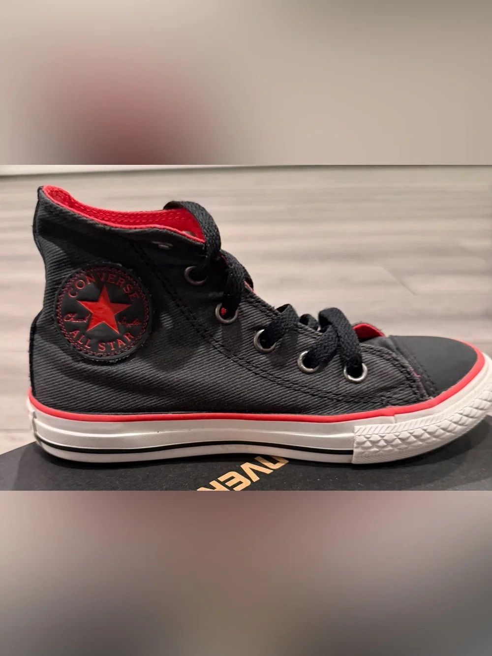 Kids Converse High-Top Sneakers - Black with Red Trim